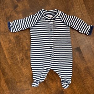 Hanna Andersson blue and white stripe newborn pjs